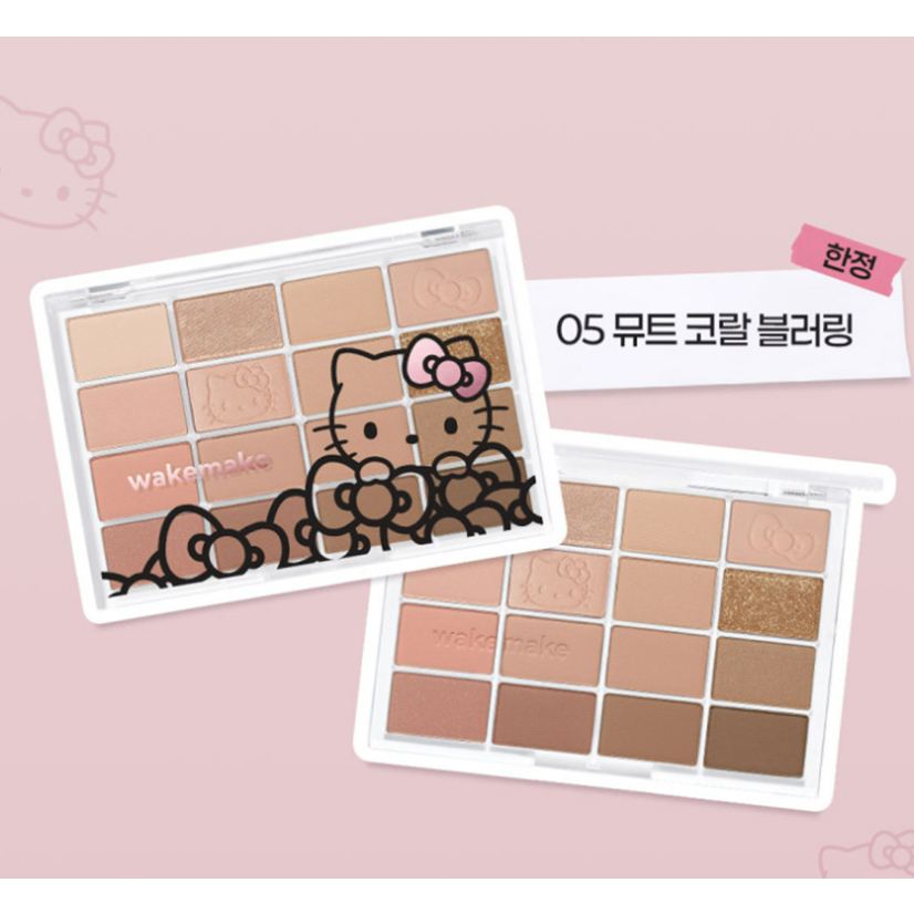 [WAKEMAKE] Bảng mắt làm mờ mềm Hello Kitty 16 màu 14g (08 CANDY CORAL / 05 MUTE CORAL)