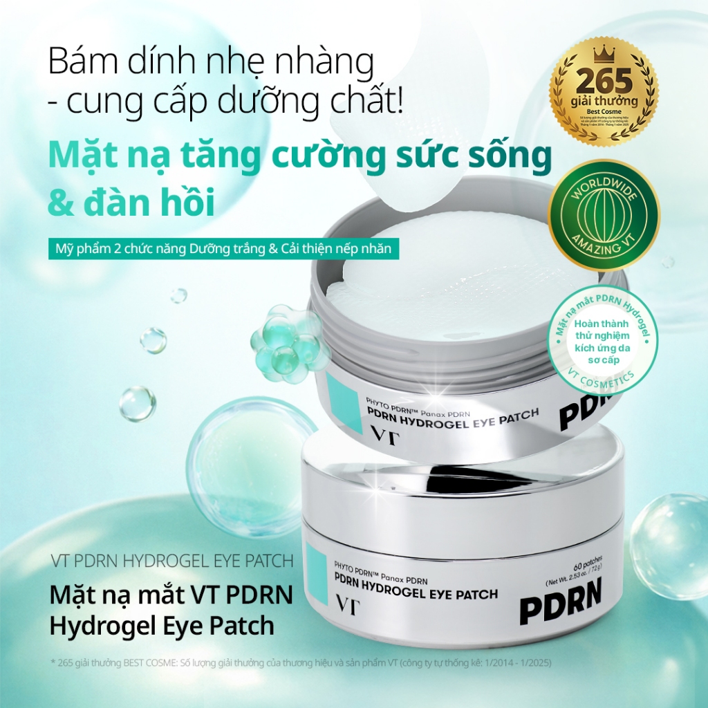 [VT] Miếng dán mắt PDRN Hydrogel 60 miếng – Giảm thâm quầng, bọng mắt, chống nhăn, cấp ẩm [Flagship chính thức]