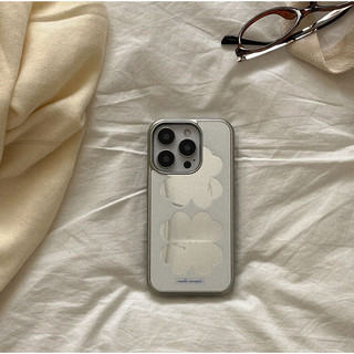 Mademoment - ốp lưng gương bạc pastel clover tương thích cho iphone galaxy