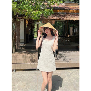 𝙈𝙄𝙒𝙊 𝘿𝙍𝙀𝙎𝙎 - Đầm Linen Cổ Vuông Có Túi