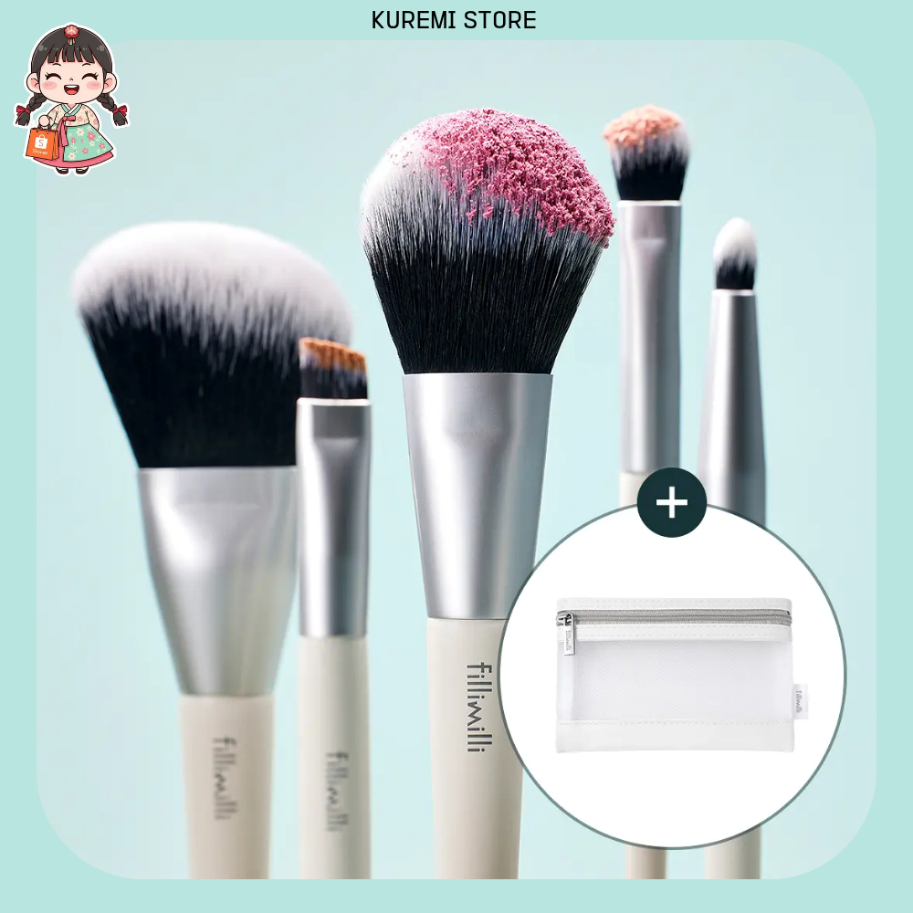[Fillimilli] Bộ cọ Mini Viral K-Beauty (6 món) Túi lưới thoáng khí Du lịch thiết yếu