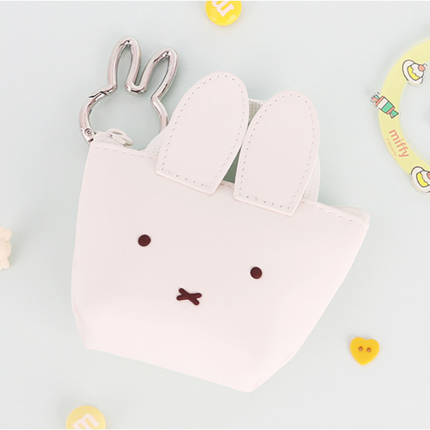 [MIFFY] Túi da Mini Móc khóa Túi bạc / trắng / nâu quyến rũ và đựng tiền xu