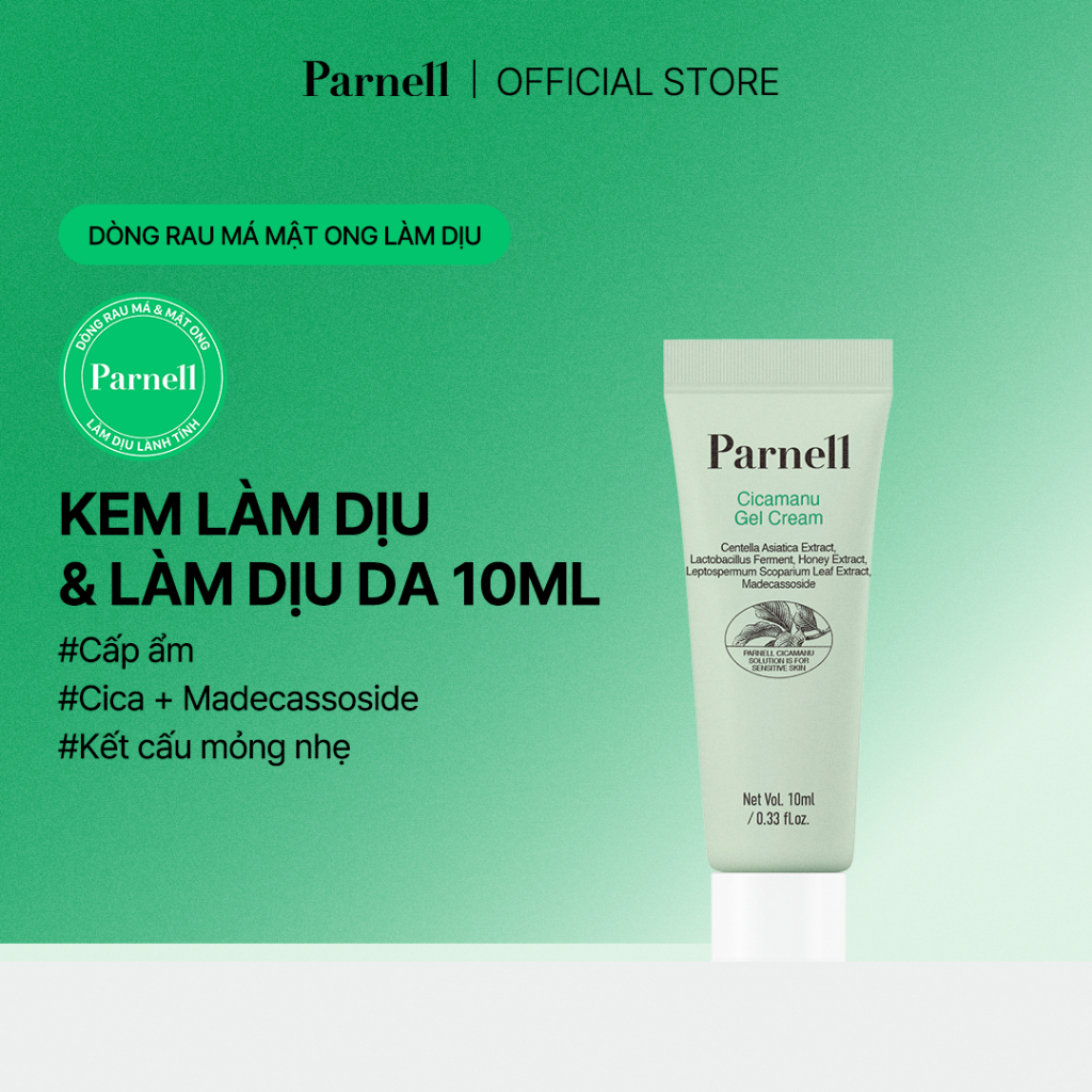 [HÀNG TẶNG KHÔNG BÁN] [Parnell Chính hãng] Kem gel phục hồi, cấp ẩm, dịu da nhạy cảm chiết xuất rau má, mật ong Parnell Cicamanu Gel Cream 10ml gimmick