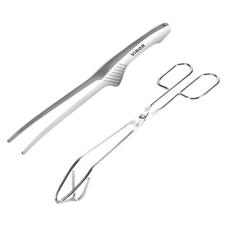 Kẹp bếp bằng thép không gỉ VIROR SUS 304 Pinset & Kéo phong cách | Tay cầm bền và dễ dàng