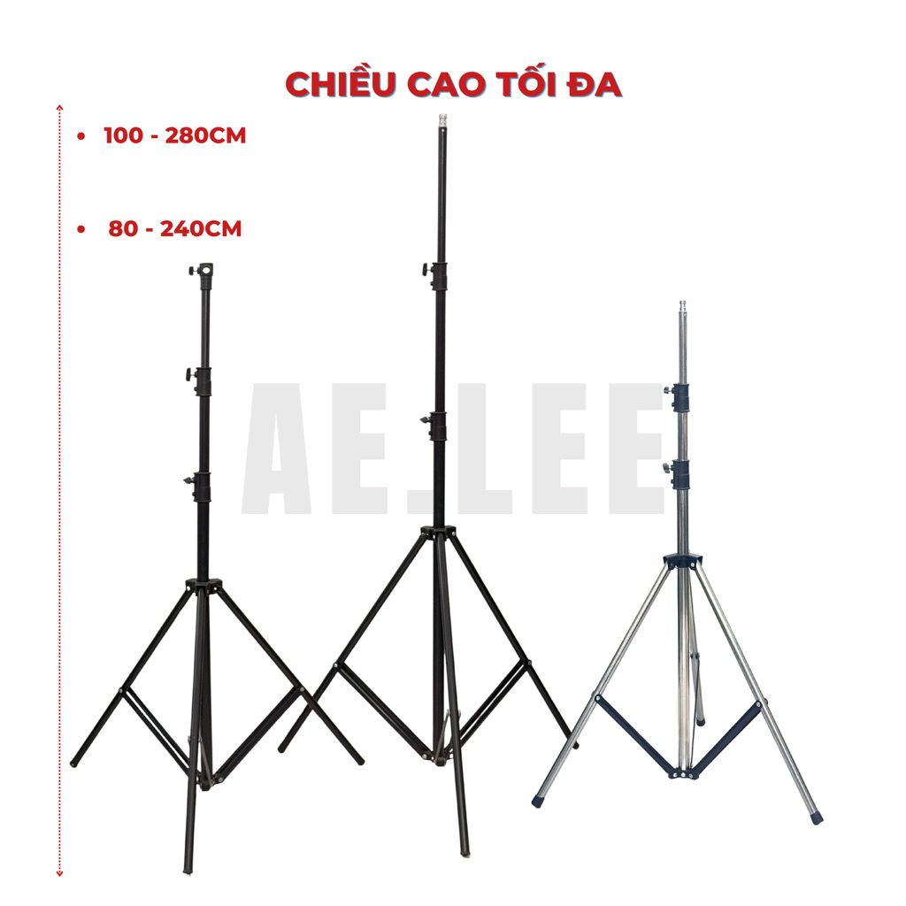 [XẢ KHO] Chân Đèn Studio / Chân Phông – Cao 2m4 / 2m8, Chắc Chắn, Setup Quay Chụp - AE.LEE