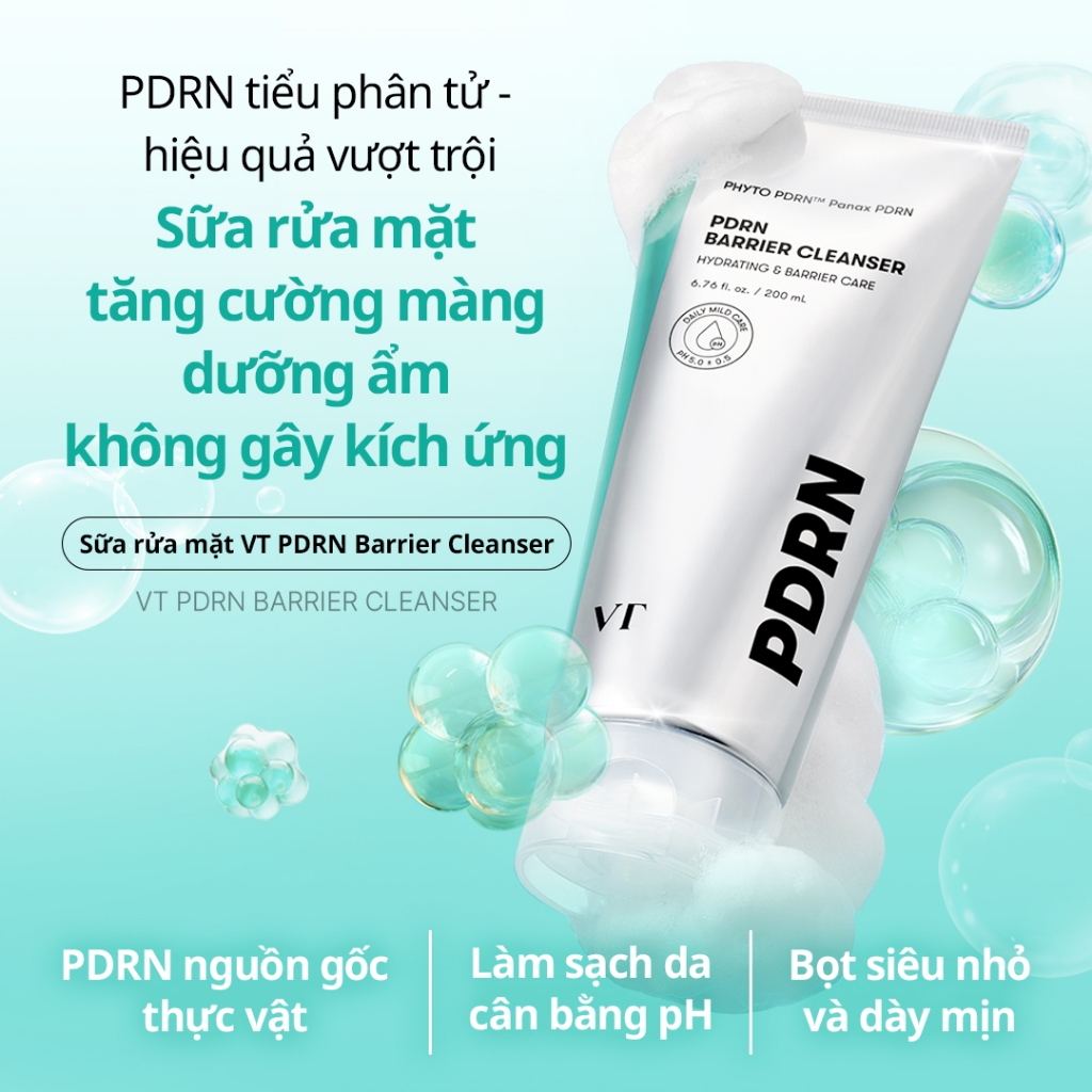 [VT] Sữa rửa mặt PDRN thực vật phục hồi hàng rào da 200ml – Cân bằng pH [Official Mall]