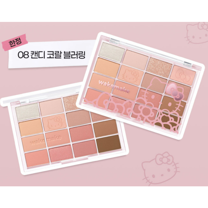 [WAKEMAKE] Bảng mắt làm mờ mềm Hello Kitty 16 màu 14g (08 CANDY CORAL / 05 MUTE CORAL)