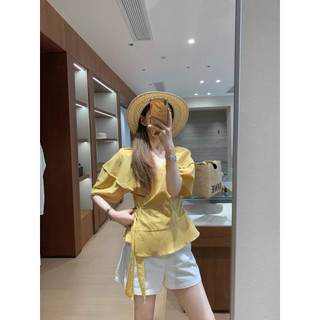𝙁𝙄𝙔𝘼 𝙏𝙊𝙋 - Áo Linen Thắt Nơ Eo