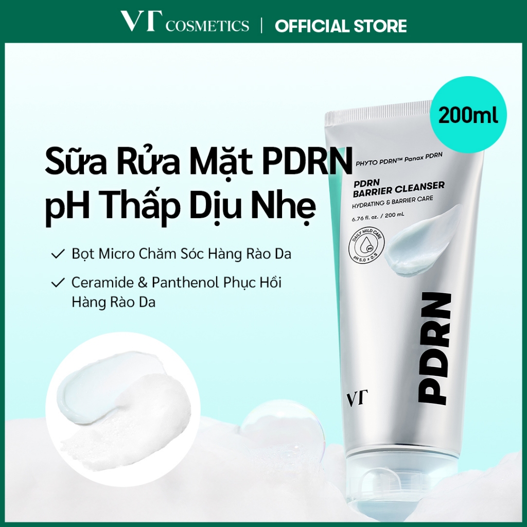 [VT] Sữa rửa mặt PDRN thực vật phục hồi hàng rào da 200ml – Cân bằng pH [Official Mall]