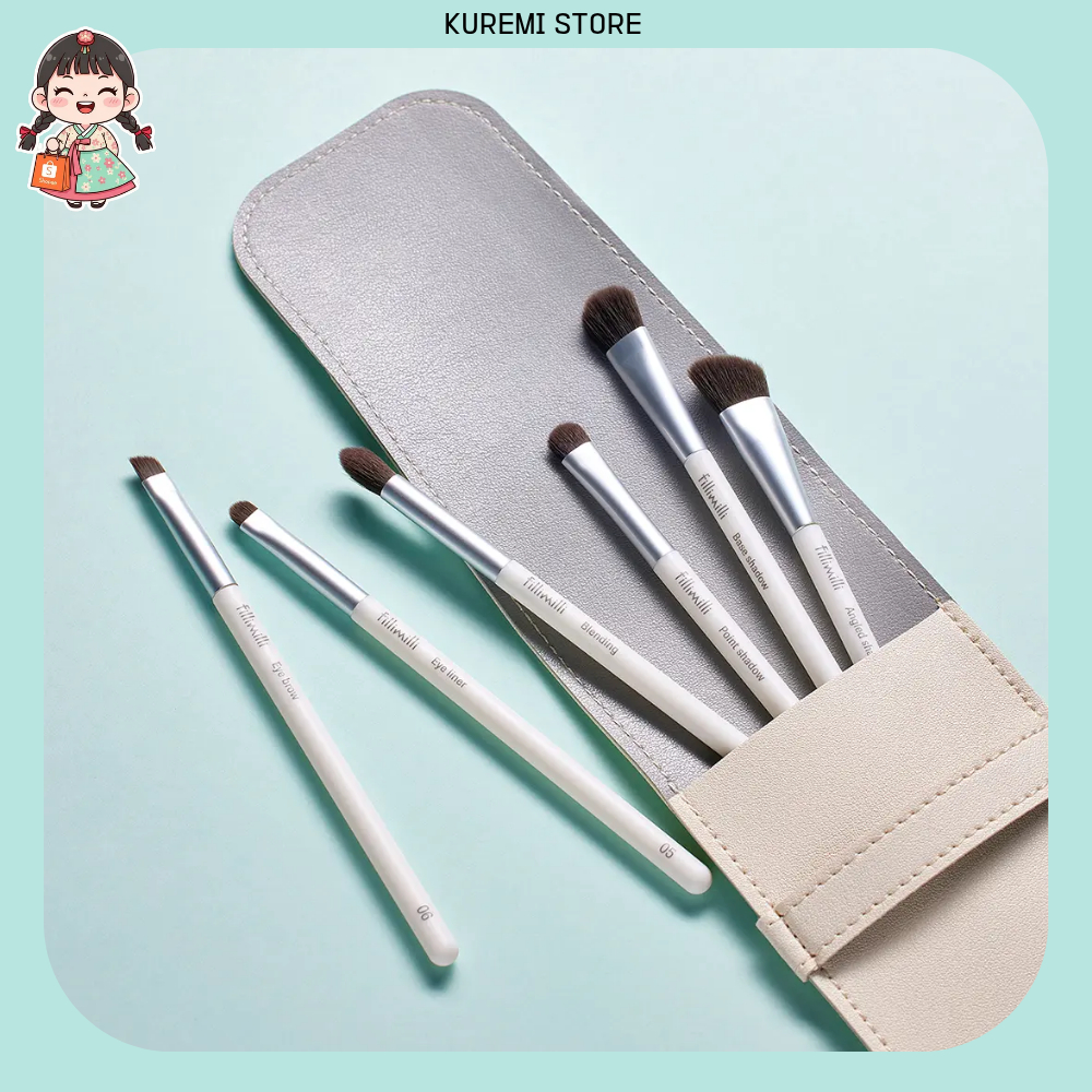[Fillimilli] Bộ cọ mắt hàng ngày Viral K-Beauty (8 món) 6 cọ thiết yếu + Túi + Gương thẻ