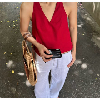𝙆𝙄𝙍𝘼 𝙏𝙊𝙋 - Áo Yếm Linen Cột Dây