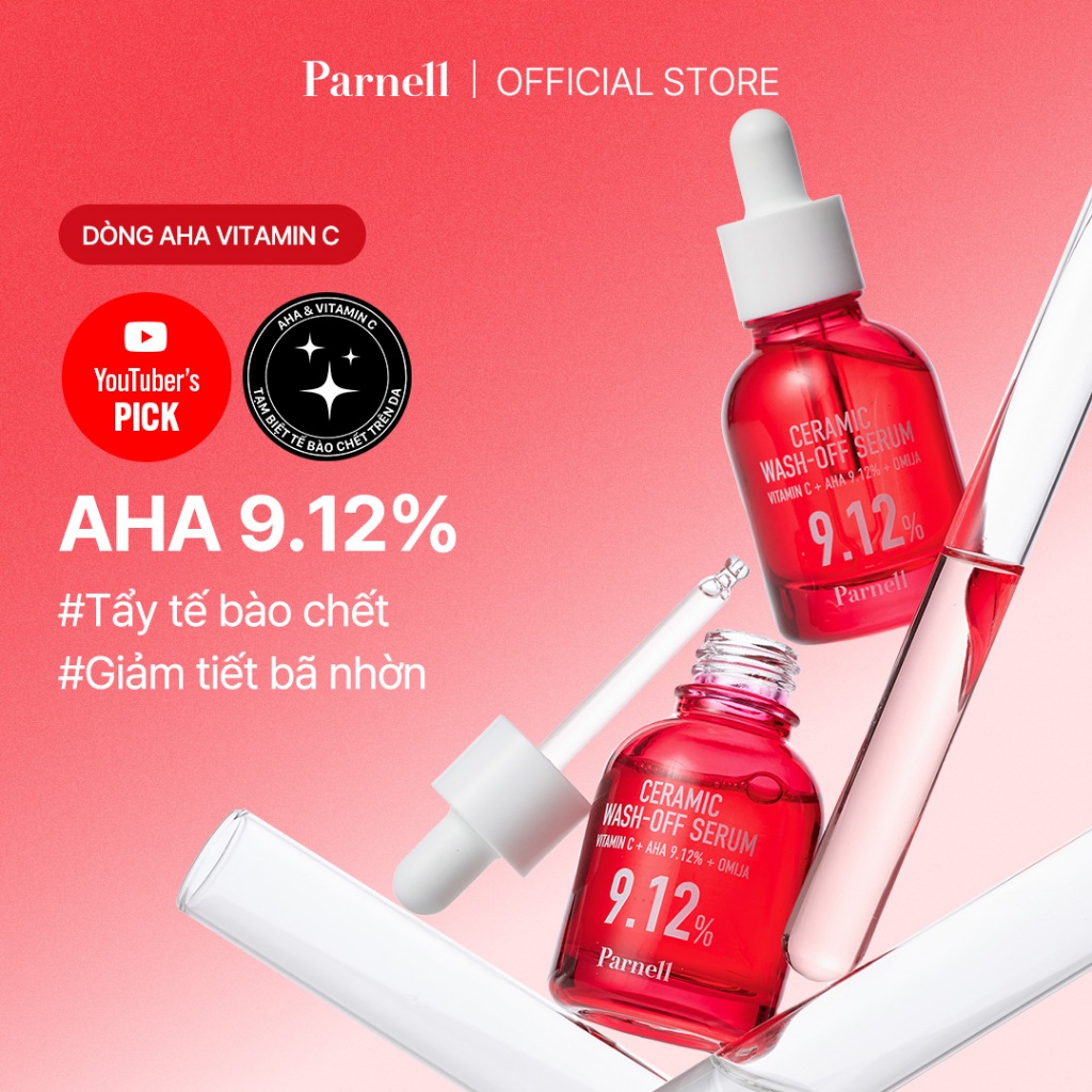 [Parnell Chính hãng] Tinh chất ngũ vị tử AHA 9.12% tẩy tế bào chết, làm sạch sâu, cải thiện sắc tố da Parnell Aha 9.12 Omija Ceramic Wash-Off Serum Ampoule 30ml