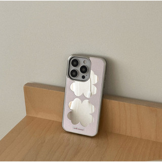 Mademoment - ốp lưng gương bạc pastel clover tương thích cho iphone galaxy