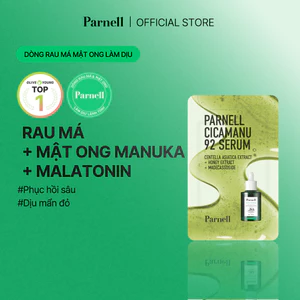 Tester mini Tinh chất dịu hóa phục hồi chuyên sâu chiết xuất rau má, mật ong, Melatonin, hỗ trợ giảm mụn mờ thâm Parnell Cicamanu 92 Serum Tester 1.5ml gimmick