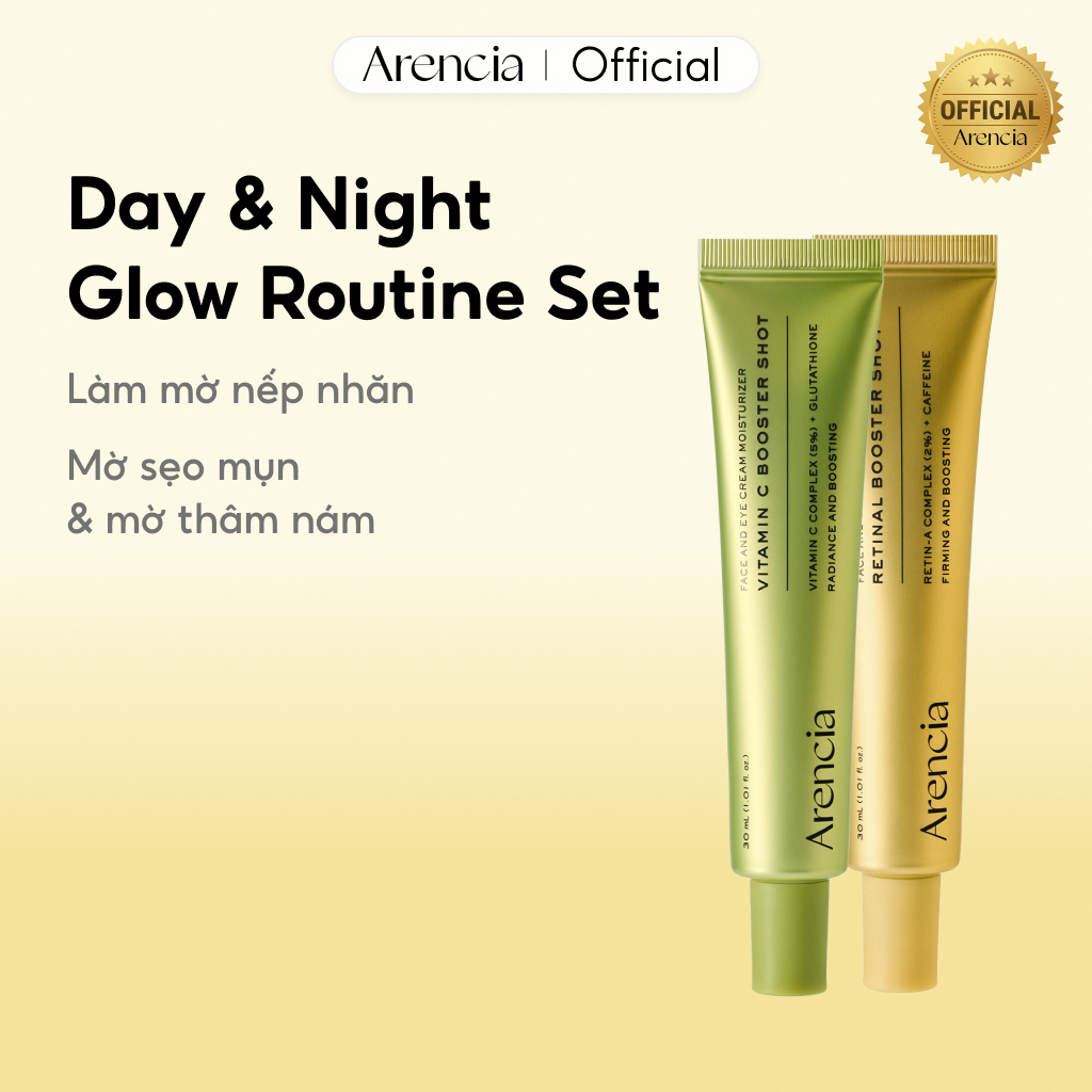 [Arencia] Vitamin C Booster shot Serum sáng da 30ml + Retinal Booster Shot serum 30ml