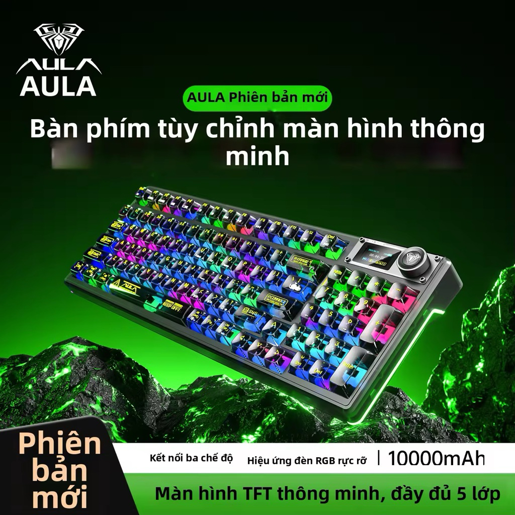 [Hoả tốc] Bàn phím cơ AULA F98 Pro V3 3 Mode | TFT Screen | RGB Full Key | Hot Swap | Bluetooth 2.4G USB | Gaming Custom | BigBuy360 - bigbuy360.vn