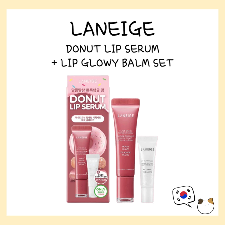 SERUM LANEIGE DONUT LIP + BỘ BALM LIP GLOWY - vận chuyển từ hàn quốc #Hydrating Son dưỡng môi cho bóng #Nourished Môi với Polypeptide Plumping #glowy Son môi