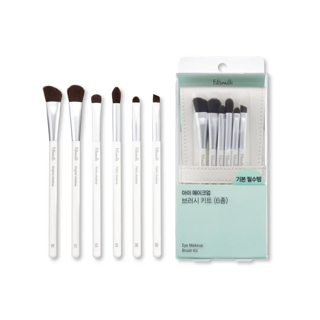 [Fillimilli] Bộ cọ mắt hàng ngày Viral K-Beauty (8 món) 6 cọ thiết yếu + Túi + Gương thẻ