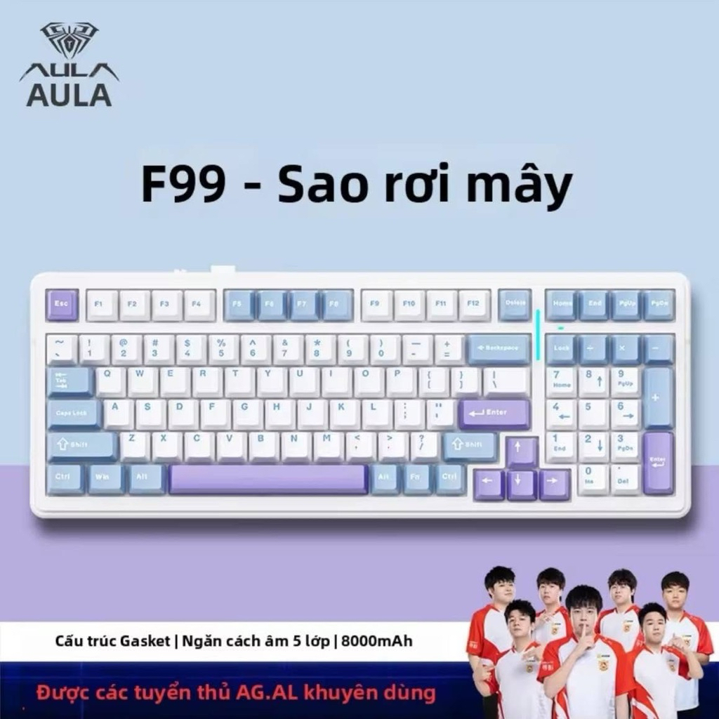 [Hoả tốc] Bàn phím cơ AULA F99 3 Mode Bluetooth 2.4G USB-C | RGB LED | Hot Swap | Layout 99 phím nhỏ gọn | Pin trâu | BigBuy360 - bigbuy360.vn
