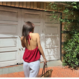 𝙆𝙄𝙍𝘼 𝙏𝙊𝙋 - Áo Yếm Linen Cột Dây