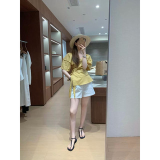 𝙁𝙄𝙔𝘼 𝙏𝙊𝙋 - Áo Linen Thắt Nơ Eo
