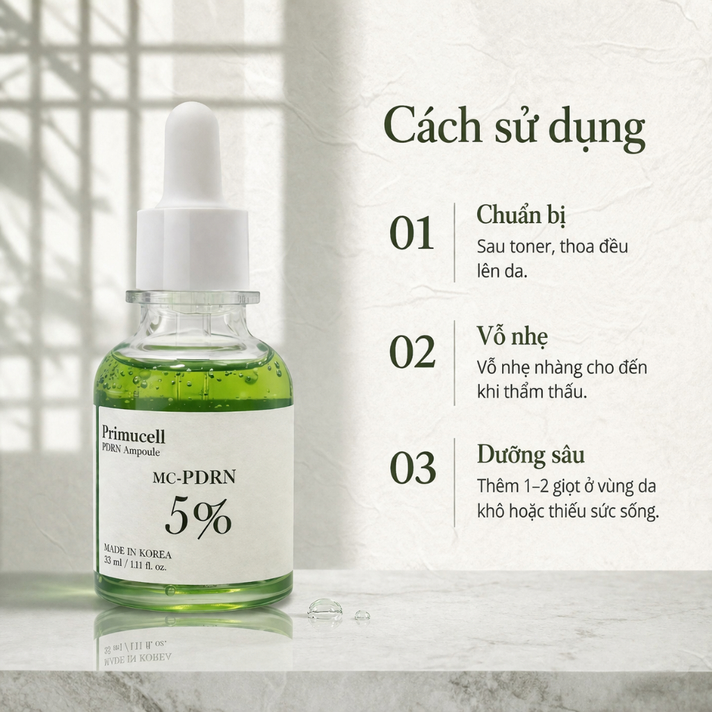 [PRIMUCELL] Tinh Chất MC-PDRN 5% 33ml | Ampoule PDRN + Peptide Săn Chắc, Căng Bóng & Rạng Rỡ Da