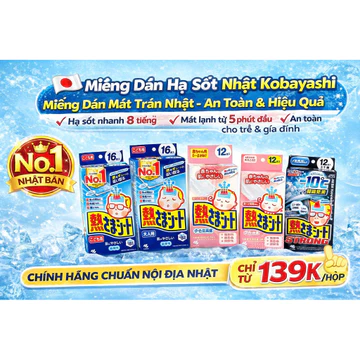 Miếng Dán Hạ Sốt Kobayashi Nhật Bản 🇯🇵 | Gel Hạ Nhiệt 8h Cho Trẻ Em & Người Lớn | Cooling Sheet Nội Địa Nhật