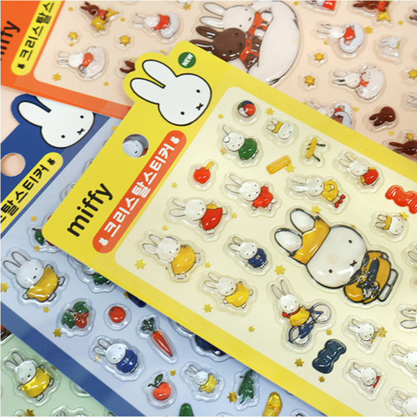 [MIFFY] Nhãn dán trang trí nhật ký pha lê 3D ver.2 (Đỏ / Xanh / Xanh / Vàng)