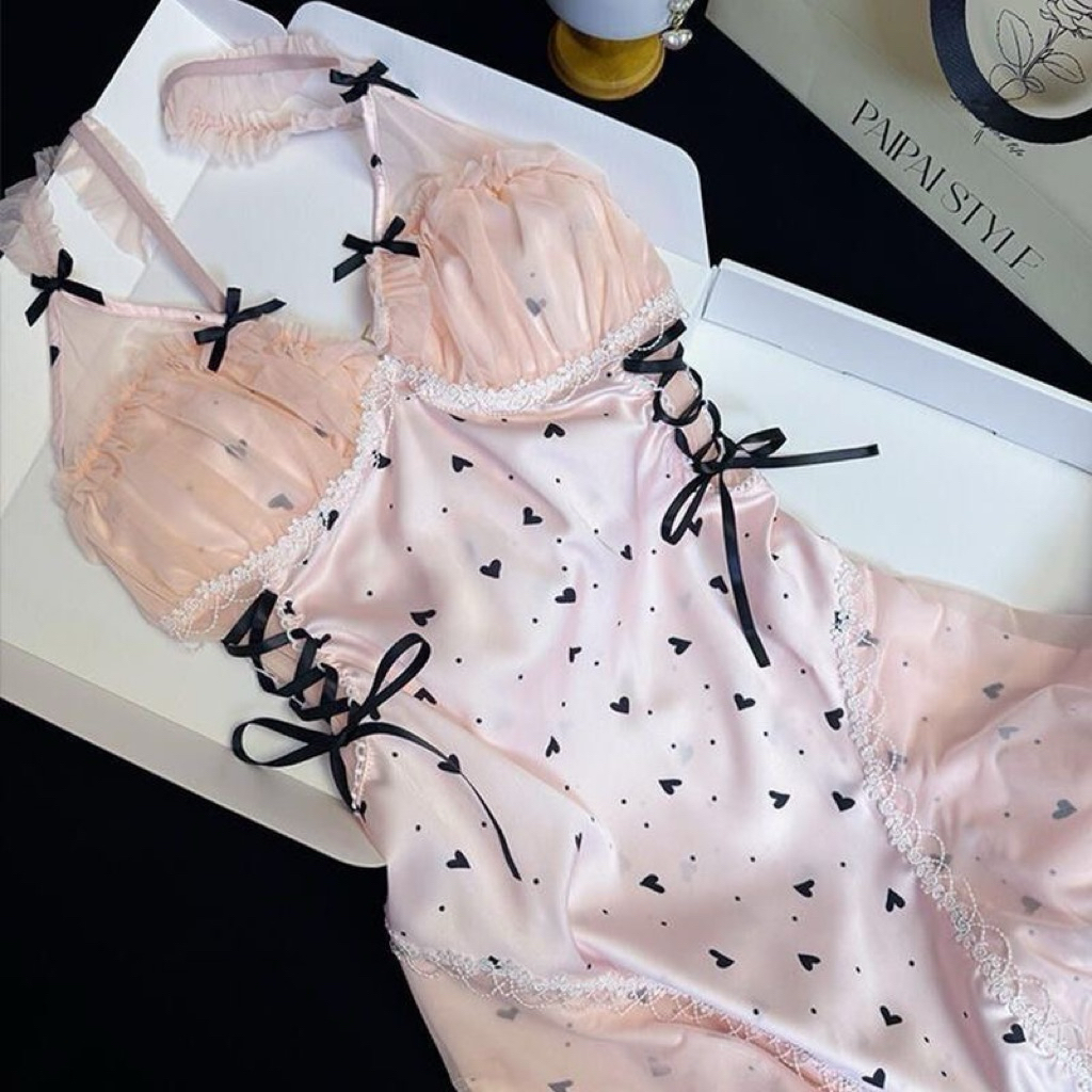 MEIQUIYI Đầm ngủ mùa hè sexy cho nữ quyến rũ phối ren thắt eo