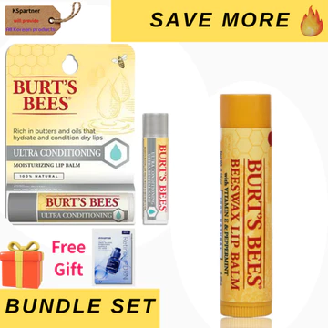 Kem dưỡng môi sáp ong Burt ’ s Bees + Son dưỡng môi siêu điều hòa / Chăm sóc môi đôi độ ẩm của Burt ’ s Bees