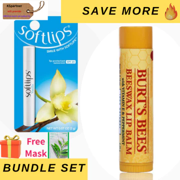 Kem dưỡng môi sáp ong Burt 's Bees + Mentholatum Softlips Son dưỡng môi Vani / Độ ẩm tự nhiên & Ngọt ngào