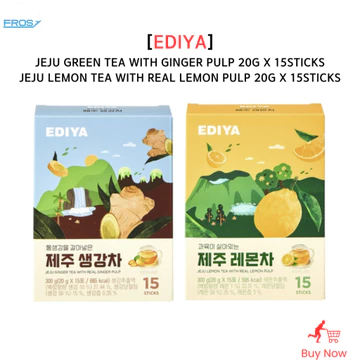 [EDIYA] Trà gừng Jeju với bột gừng 20g x 15 que / Trà chanh Jeju với bột chanh thật 20g x 15 que