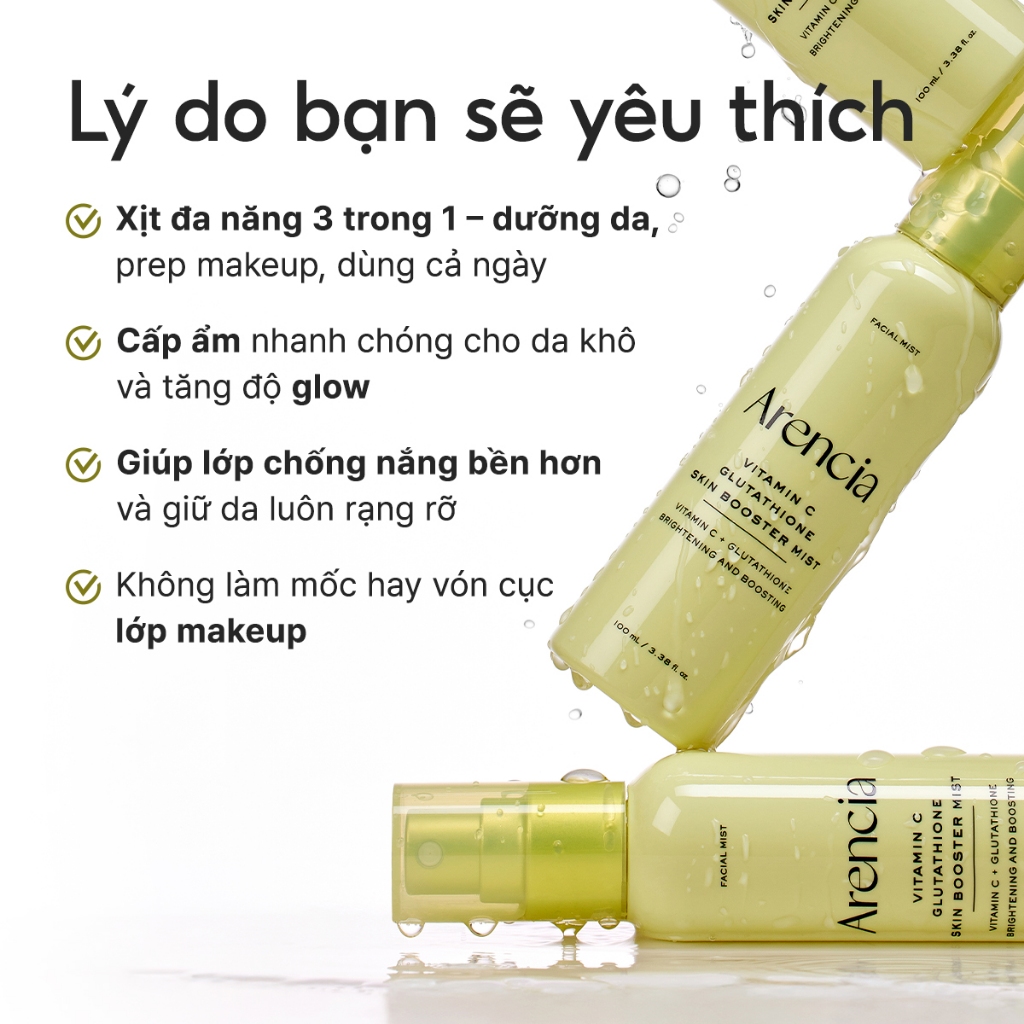 [Arencia] Vitamin C Glutathione Booster Shot Mist sáng da 100ml