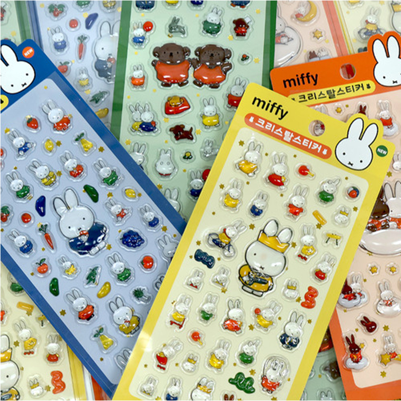 [MIFFY] Nhãn dán trang trí nhật ký pha lê 3D ver.2 (Đỏ / Xanh / Xanh / Vàng)
