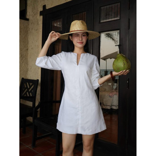 𝘿𝙊𝙉𝙄𝙉 𝘿𝙍𝙀𝙎𝙎 - Đầm Linen Tay Lửng
