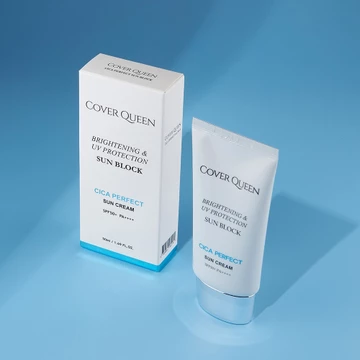 Kem chống nắng COVER QUEEN - Kem chống nắng Tone-Up / Cica, Kem chống nắng, Đệm chống nắng (SPF50 + PA + + +) Chống tia cực tím hàng ngày nhẹ chống trầy xước