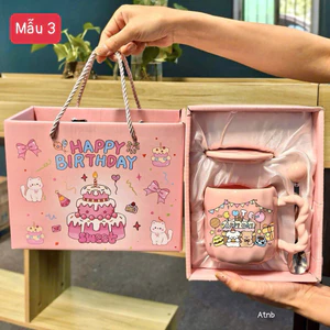 Cốc sứ kèm thìa happy birthday siêu xinh – quà tặng ý nghĩa