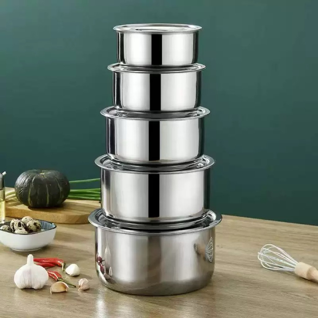 Bộ 5 Thố Inox MY HOME Cao Cấp - Đủ Size 16cm - 24cm, Dùng Cho Mọi Loại Bếp 🍲