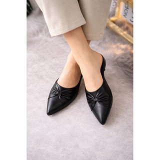 Giày Sục da mũi nhọn Da Mềm Nơ Xoắn – Mang Vào Là Thanh Lịch Ngay , cao 4-5cm , BH 12 tháng