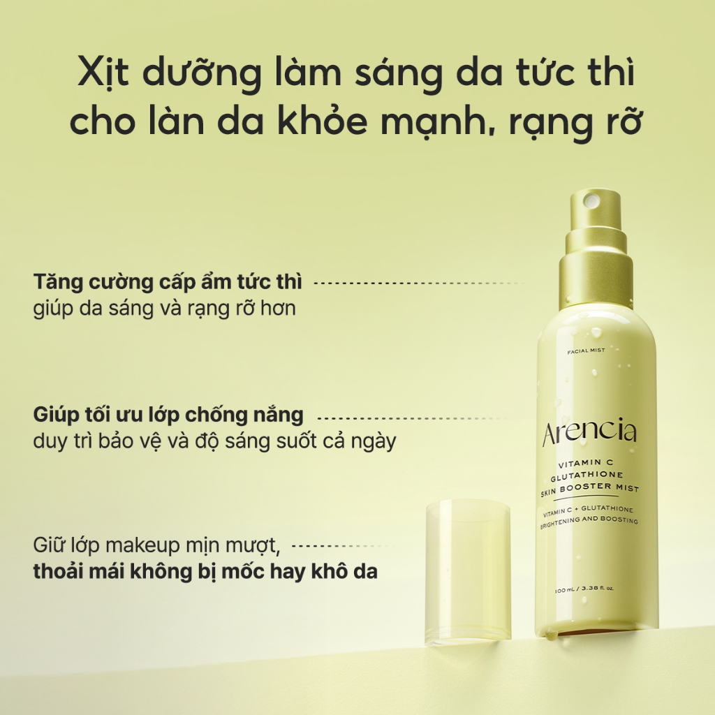 [Arencia] Vitamin C Glutathione Booster Shot Mist sáng da 100ml