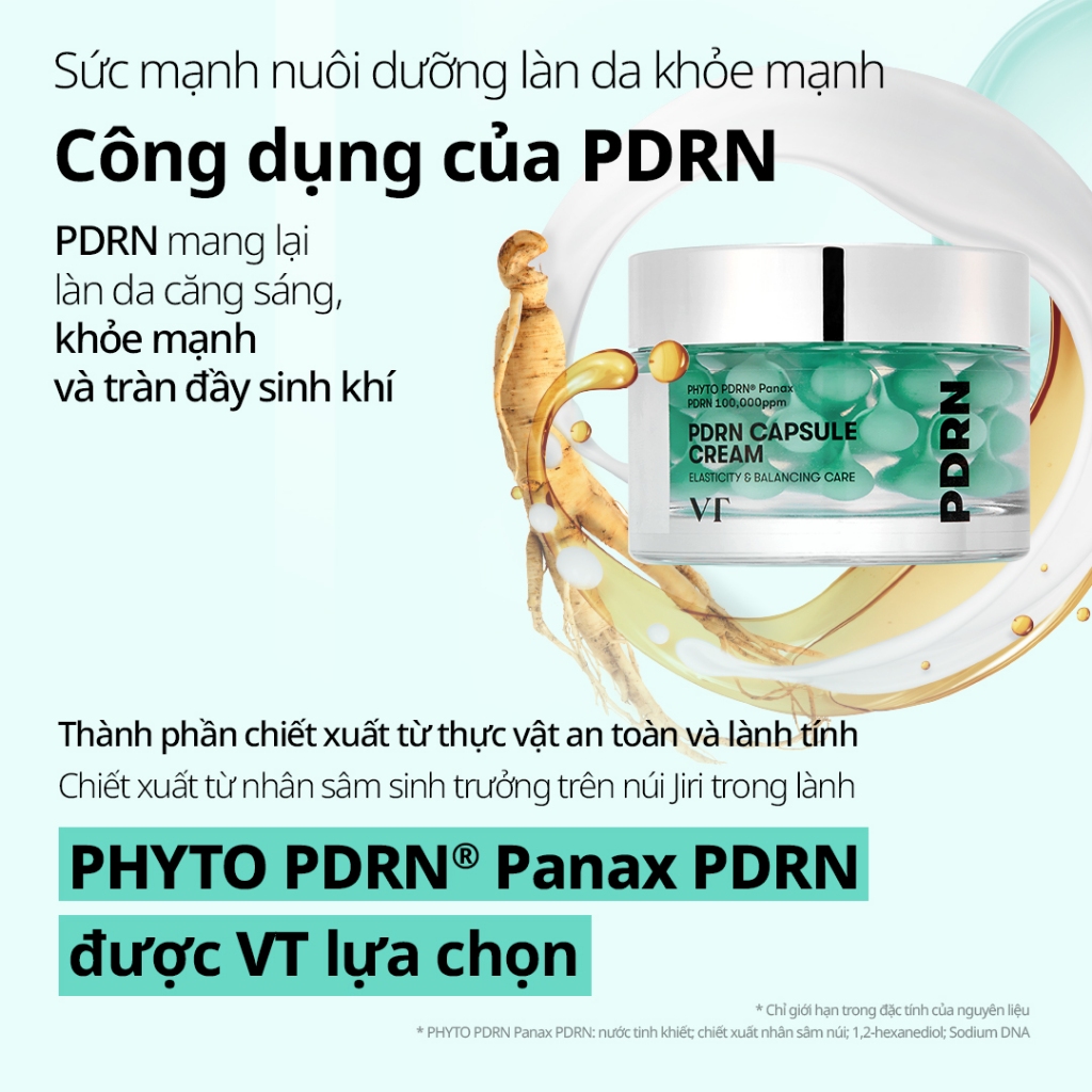 [VT] PDRN Capsule Cream 50ml Kem Dưỡng Phục Hồi Da Căng Bóng Cấp Ẩm Sâu Glass Skin Hàn Quốc – Da Mịn Màng Sáng Khỏe [Flagship Chính Hãng]