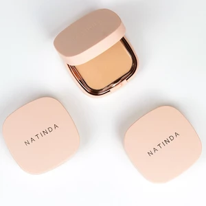 NATINDA Silky Cover Pact 12g Hoàn thiện mịn màng Hiệu chỉnh tông màu da Bột nhỏ gọn 2 sắc thái