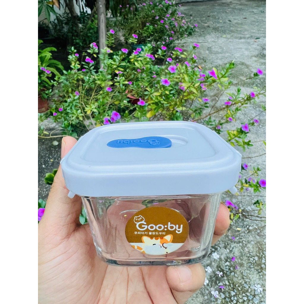Set 2 Hộp Thủy Tinh Trữ Đồ Ăn Dặm 140ml Cho Bé