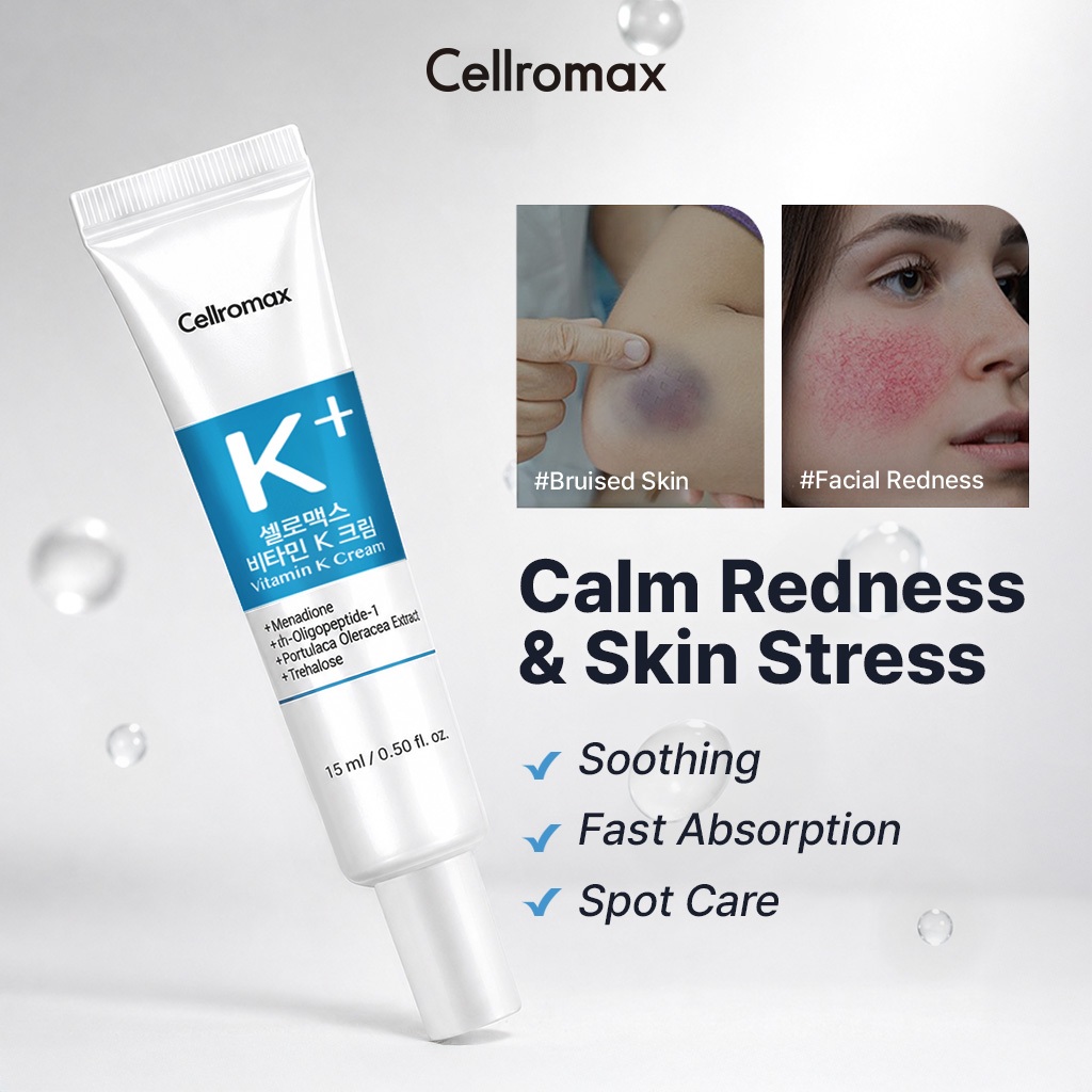 [Cellromax] Kem Vitamin K 15ml | Kem chăm sóc Menadon (vitamin k3), Chiết xuất Centella Asiatica | K-Beauty từ Hàn Quốc