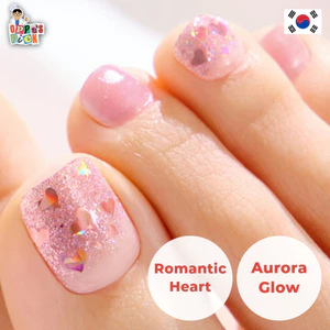 Móng Chân Gel Cao Cấp Ohora P Heart Glimmer 30 Miếng | Họa Tiết Trái Tim & Ánh Aurora