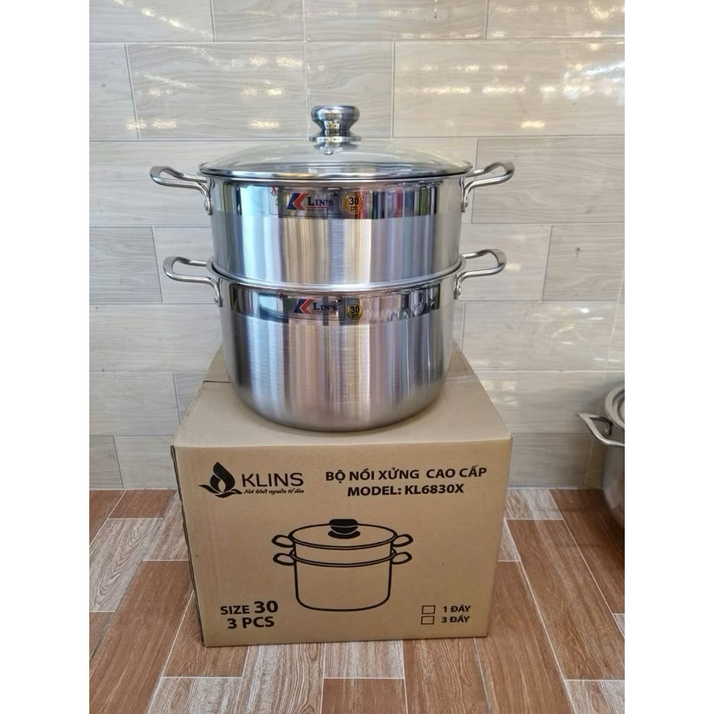 Nồi Hấp Inox 2 Tầng Size 30cm Cao Cấp – Hấp Nhanh, Giữ Trọn Dinh Dưỡng