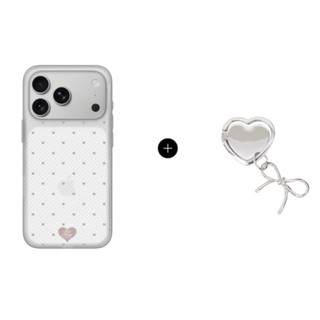 Mademoment - [set] heart pin dot Vỏ điện thoại mờ + Vòng kẹp trái tim tương thích cho iphone galaxy