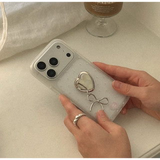 Mademoment - [set] heart pin dot Vỏ điện thoại mờ + Vòng kẹp trái tim tương thích cho iphone galaxy