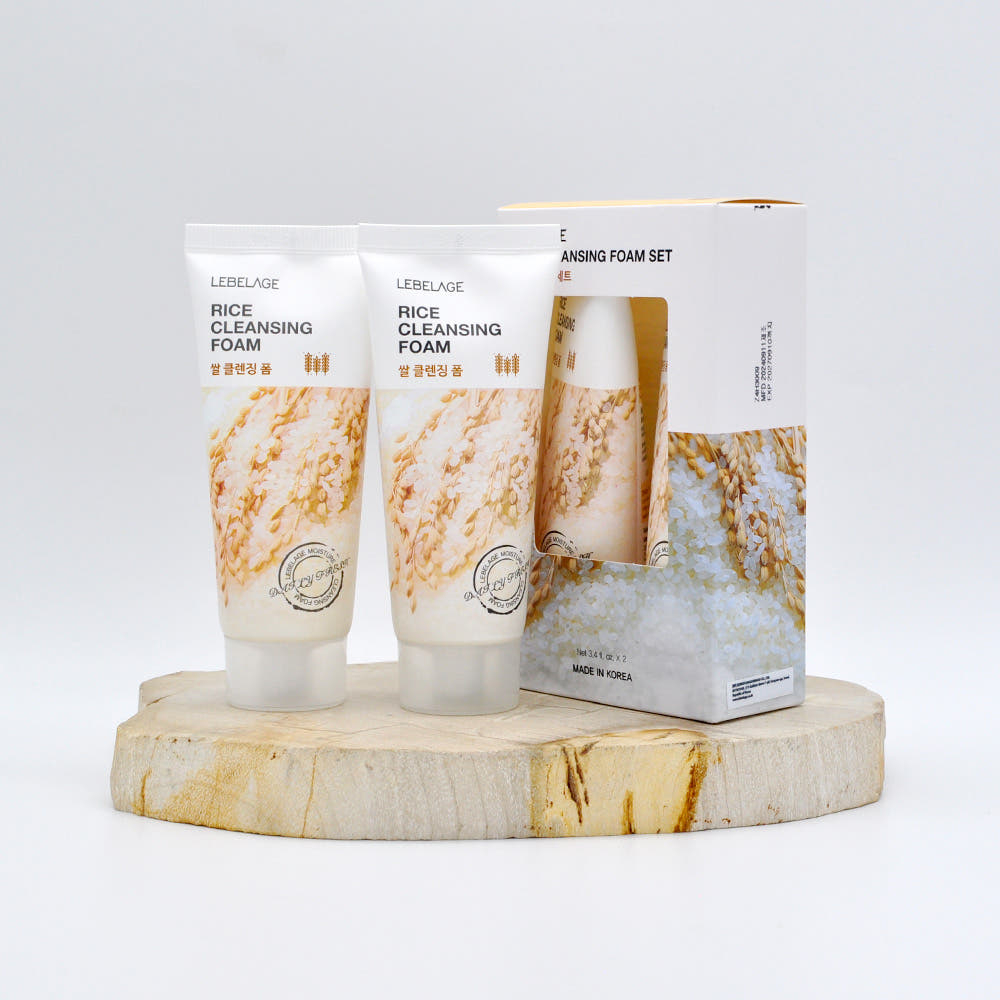 LEBELAGE Rice Cleansing Foam Set 100ml x 2 Deep Cleaning Dưỡng ẩm rửa mặt Gentle Daily Cleanser