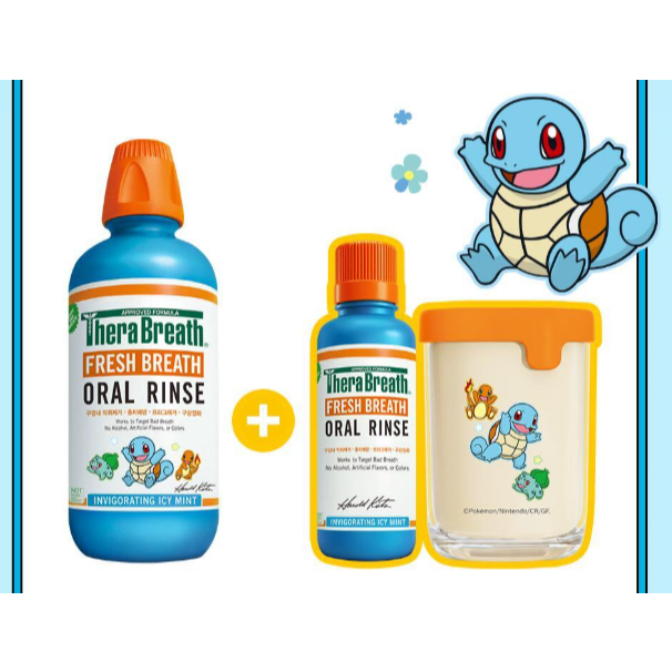 [POKEMON] Bộ cốc súc miệng TheraBreath Fresh Breath súc miệng 473ml Bạc hà nhẹ / Bạc hà Icy